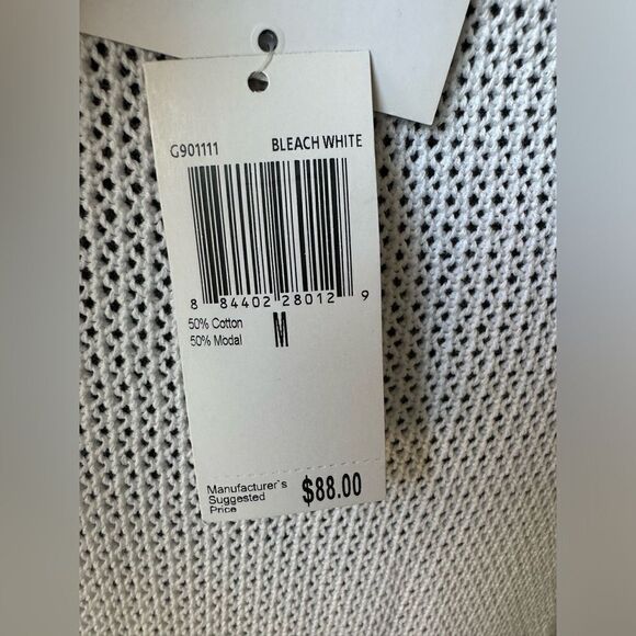 Magaschoni Pointelle Knit Pullover Top M White Short Sleeve Formal Casual NWT - Picture 2 of 9
